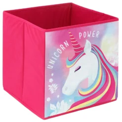 Genérico Caja Multiusos Tela Unicornio 31x31x31 Cm