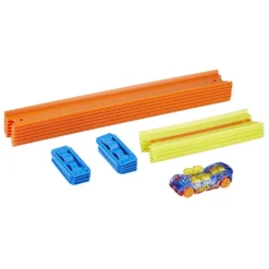 Hot Wheels Pack Básico De Pistas De Coches De Juguete Incluye 10 Piezas Y 1 Vehículo Die-Cast
