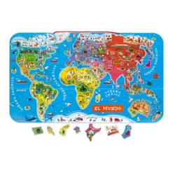 Janod Magnetic World Map Puzzle Spanish Version