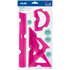 Milan Juego Dibujo Flexible Rosa 4 Piezas Regla 30