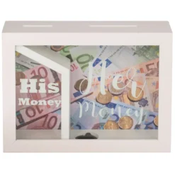 Hucha Madera-Cristal Ella Y Él 20X15X5